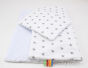 Kołderka + podusia MINKY-szare gwiazdki na białym / białe